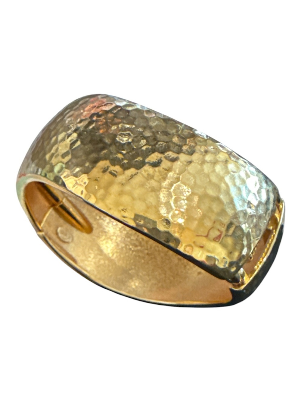 PREMIERE DESIGNS retro Hammered Gold Wide Bangle Bracelet